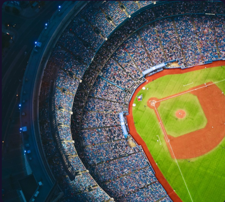 Baseball stadium aerial view